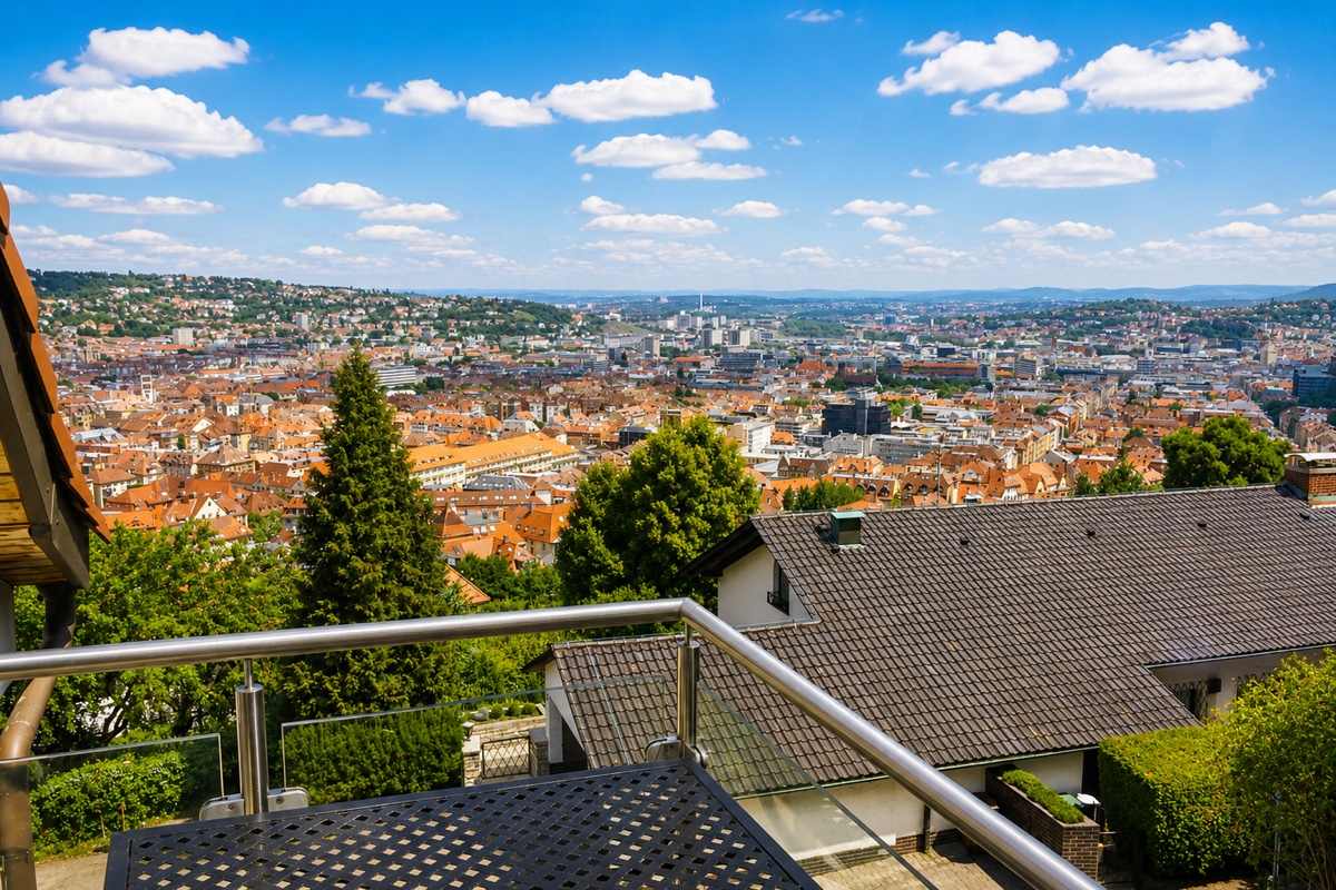 Blick in den Stuttgarter Kessel von einem ESS-Penthouse